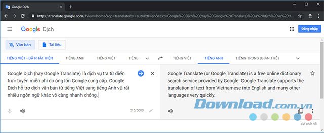 Giao diện của Google Translate