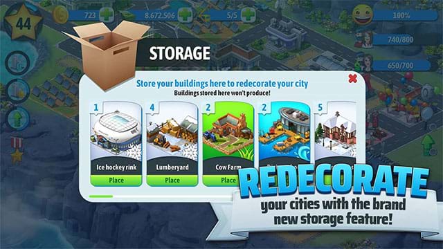 Unlock many buildings and decorations
