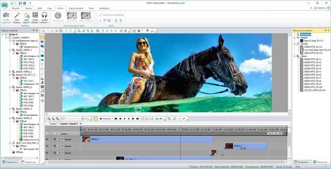 Video editing software UI