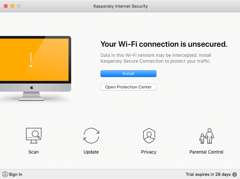 Kaspersky Internet Security for Mac Unsecured Wifi Connection Warning