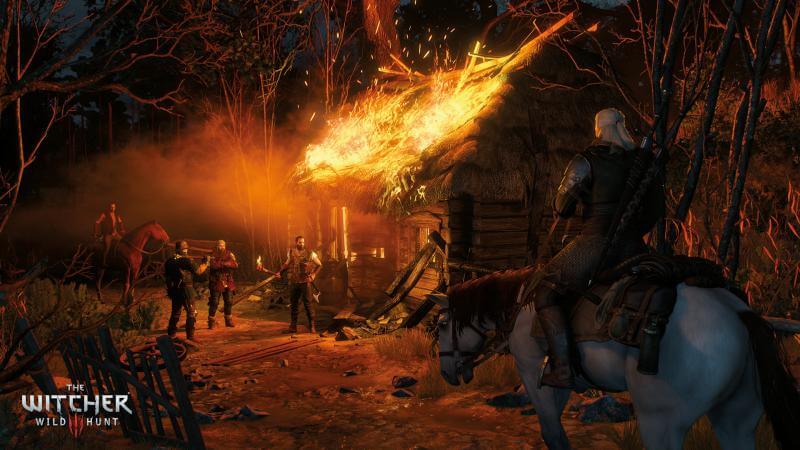 Không gian game The Witcher 3: Wild Hunt vào buổi tối