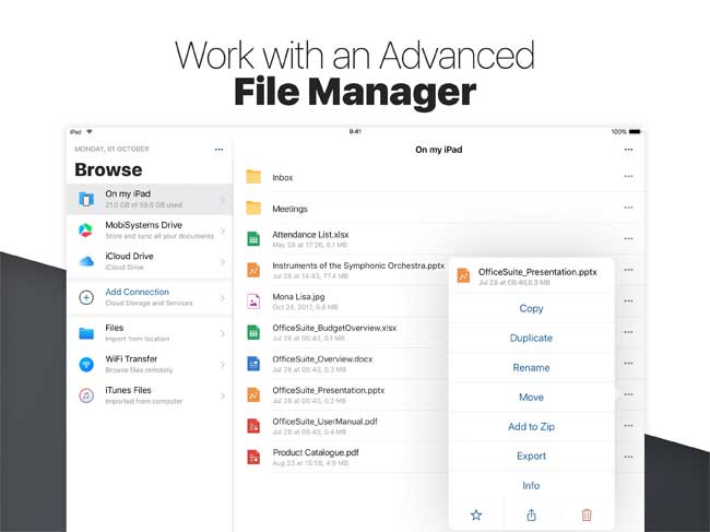OfficeSuite & PDF editor cho iOS có thiết kế đẹp