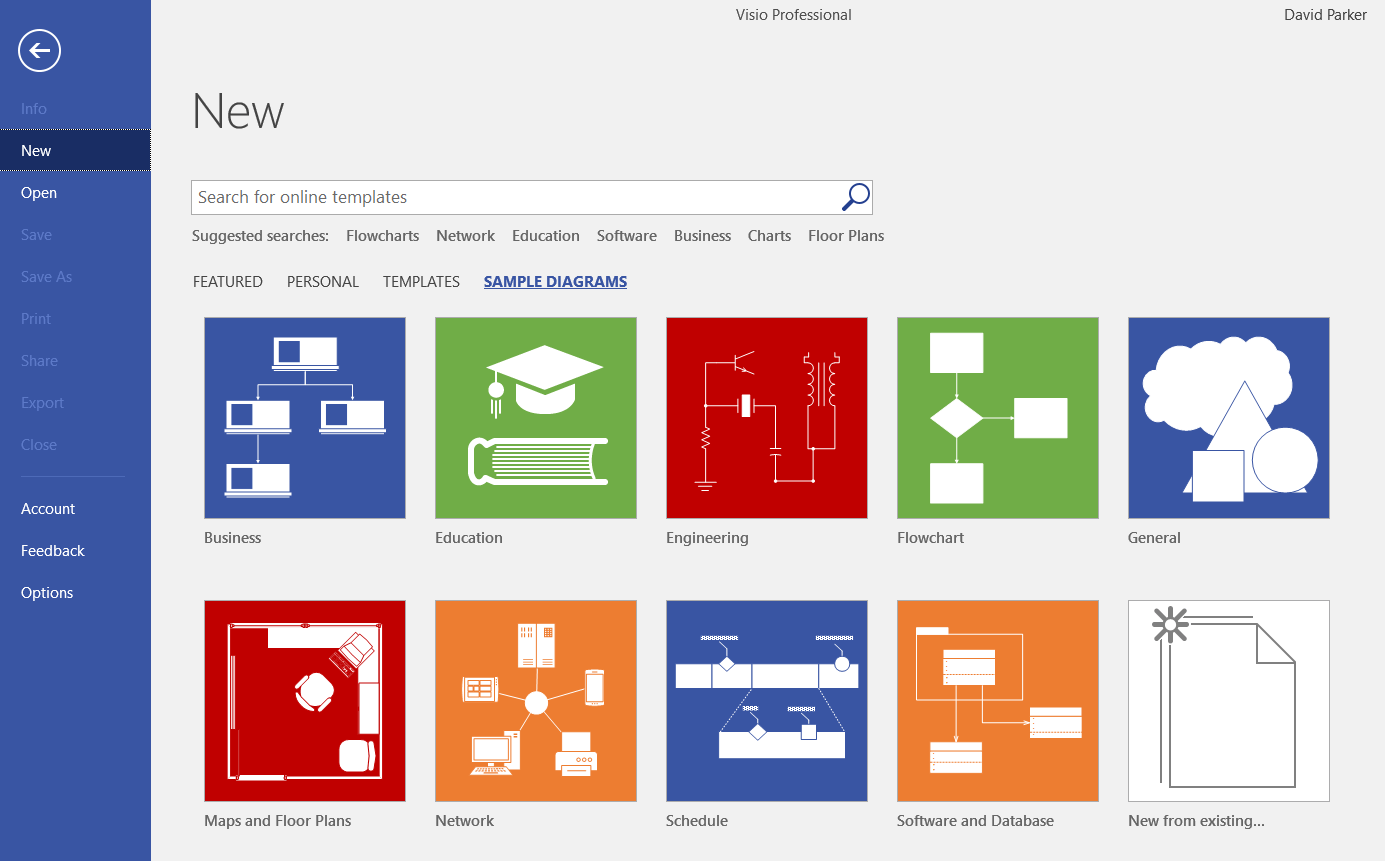 Chart templates available on Microsoft Visio Professional