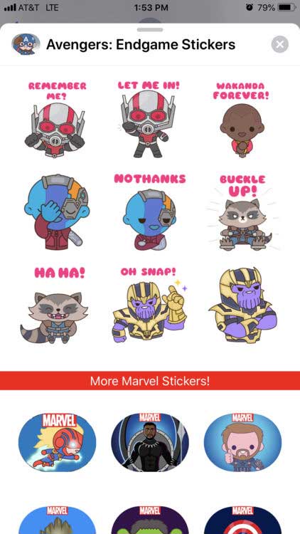 Avengers: Endgame Stickers include every character in blockbuster Avengers: Endgame
