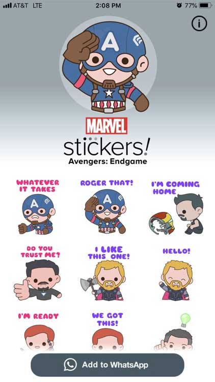 Marvel just released Avengers: Endgame Stickers for superhero fans