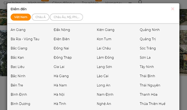 Lựa chọn điểm đến cho chuyến đi
