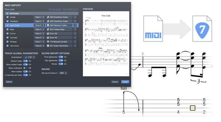 Guitar Pro tùy biến nhập MIDI