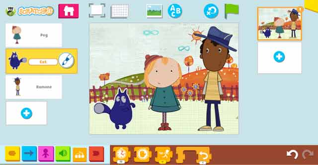 ScratchJr has controls and a child-friendly interface