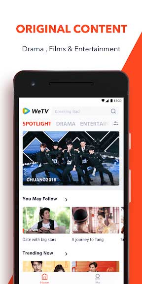 WeTV is an application for watching Chinese videos, movies and game shows