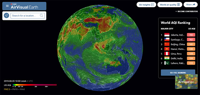 Explore explore world air quality map with AirVisual Earth