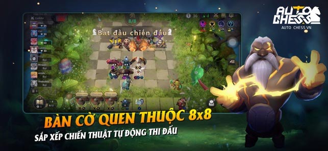 The chessboard in Auto Chess VN is designed 8x8