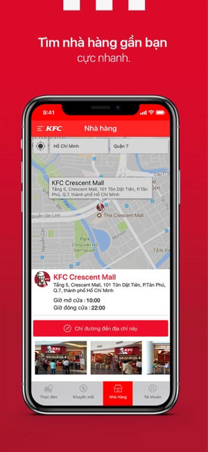 Search for the nearest KFC restaurant