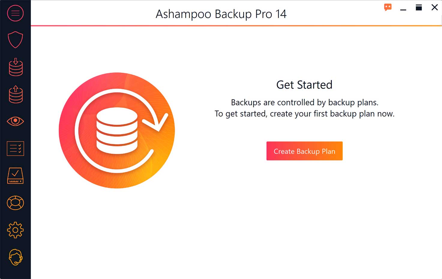 Màn hình khởi động Ashampoo Backup Pro 14
