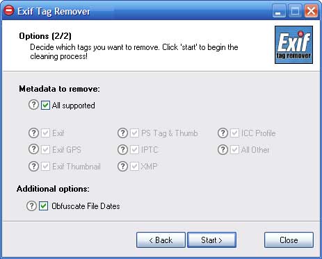 Cài đặt Exif Tag Remover
