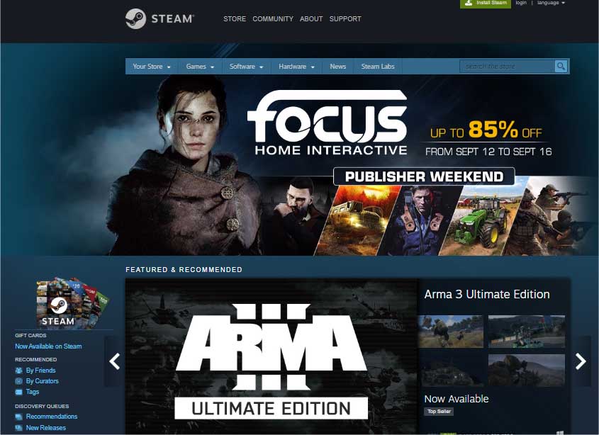 Giao diện của ứng dụng cập nhật game online Steam