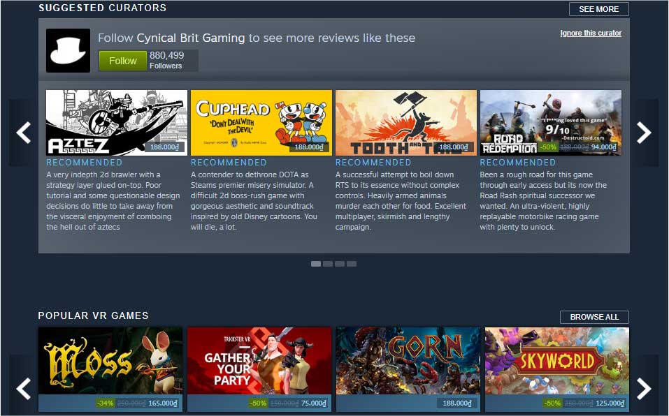 Steam provides regular discount game information for gamers