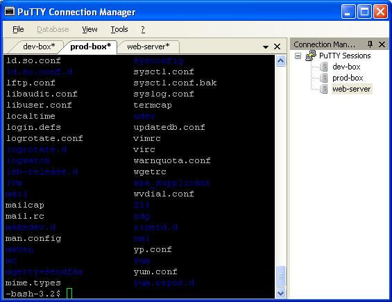 Manage connections with PuTTY