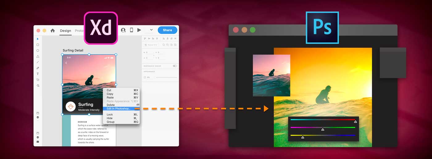 Adobe XD enhances integration with Adobe Photoshop