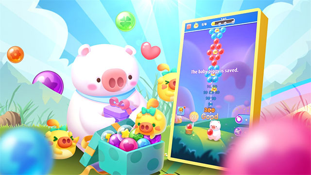 Bắn bóng và giải cứu những chú heo xinh xắn trong game Bubble Piggy