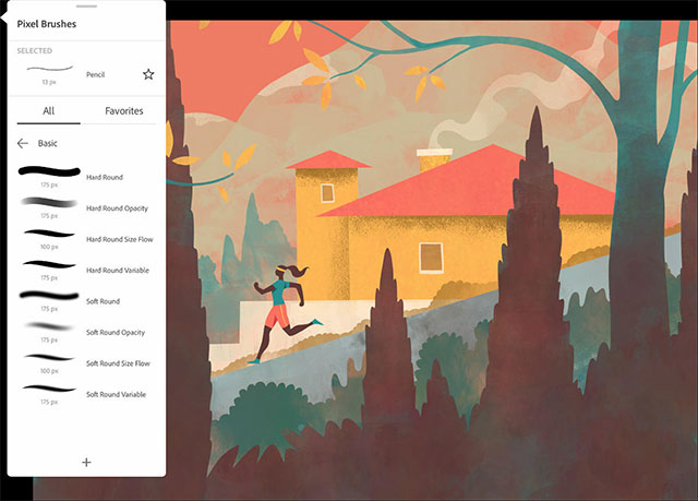 Adobe Fresco has thousands of brushes for you to use and mix together