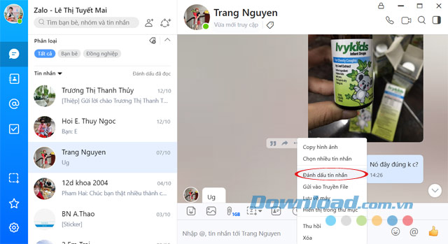 Đánh dấu tin nhắn quan trọng để tìm lại nhanh hơn