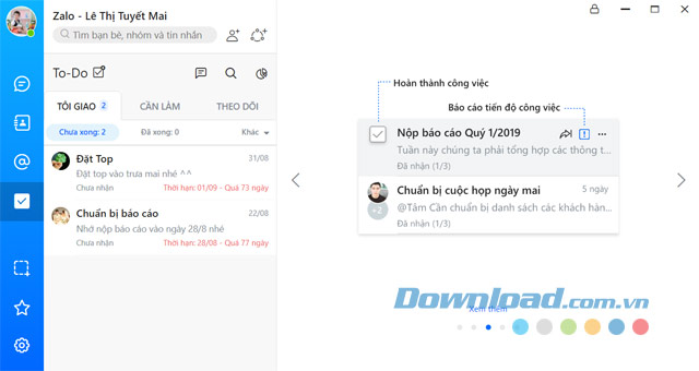 Zalo PC chia sẻ và theo dõi công việc dễ dàng