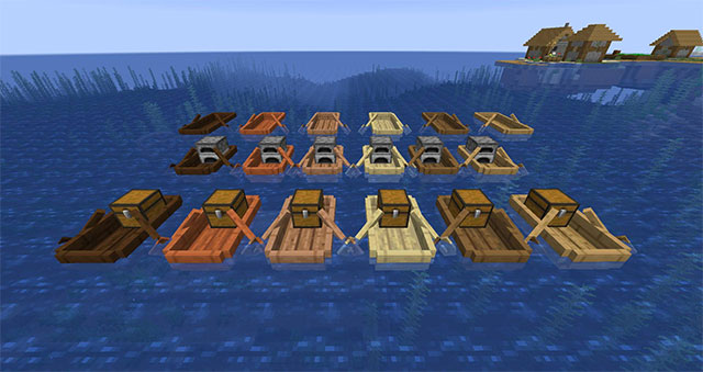 Extra Boats Mod bổ sung 3 loại thuyền mới vào thế giới game Minecraft