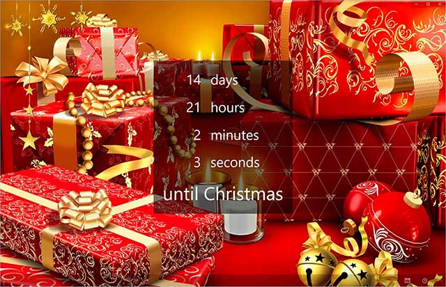 Đồng hồ đếm ngược ngày Giáng Sinh sẽ hiển thị bên trên hình nền Giáng Sinh