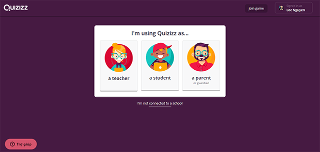 Select audience: students, teachers or parents and start exploring the Quizizz app
