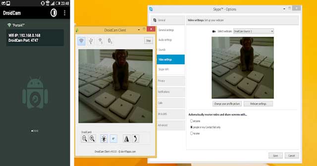 DroidCam sẽ biến thiết bị Android của người dùng thành một webcam không dây