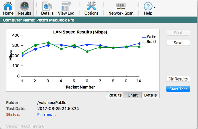 Giao diện phần mềm kiểm tra tốc độ mạng LAN-LAN Speed ​​Test