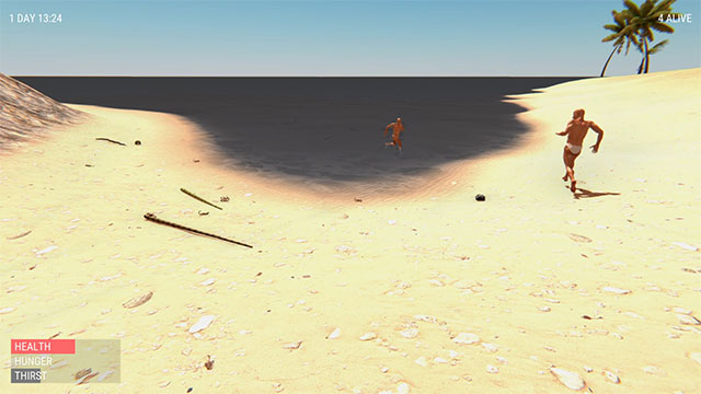 Try to be the last survivor on a deserted island in the game Hand Simulator: Survival 