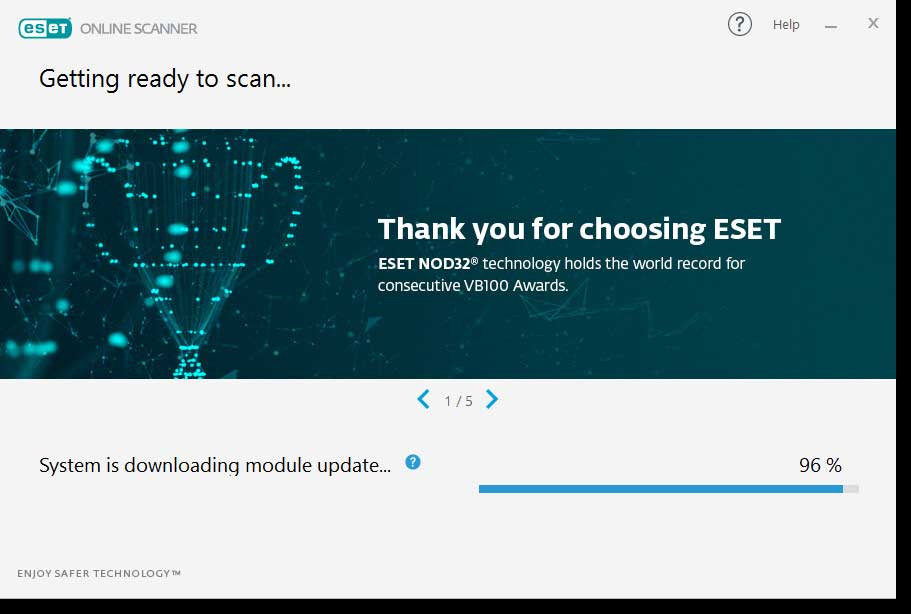 ESET Online Scanner đã sẵn sàng quét hệ thống
