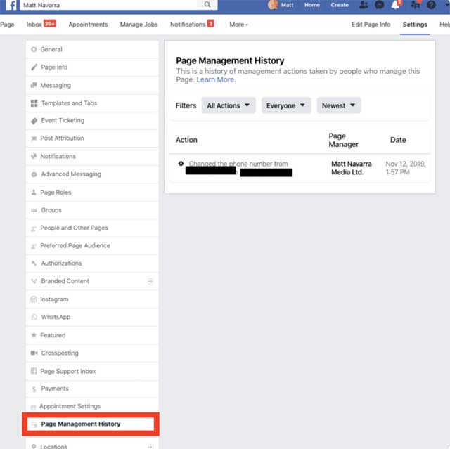 Facebook has just released a brand new feature called Page Management History