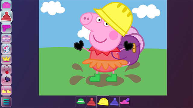 Thể hiện sự sáng tạo khi kết hợp màu sắc với phụ kiện trong Peppa Pig Art Games