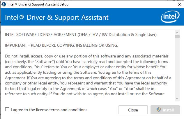 intel drivers and support assistant