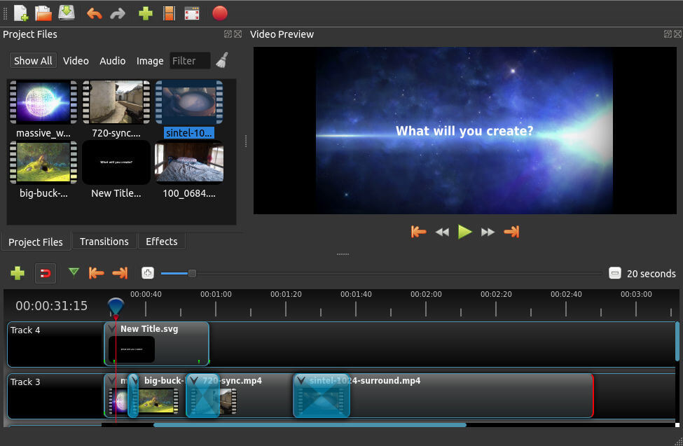 Giao diện chính của OpenShot Video Editor