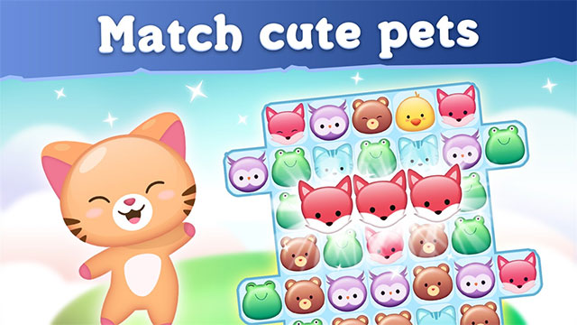 Lối chơi match-3 quen thuộc của Pet Puzzle Paradise cho Windows 10