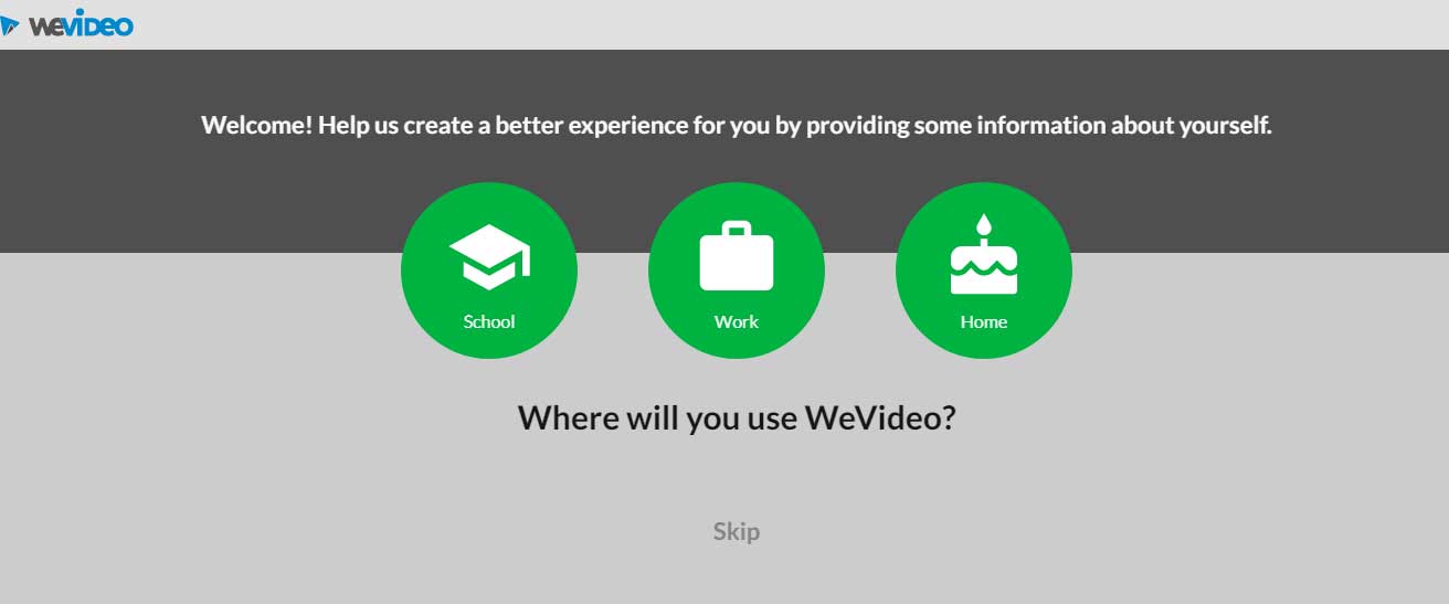 Choose a video creation method you need on We Video