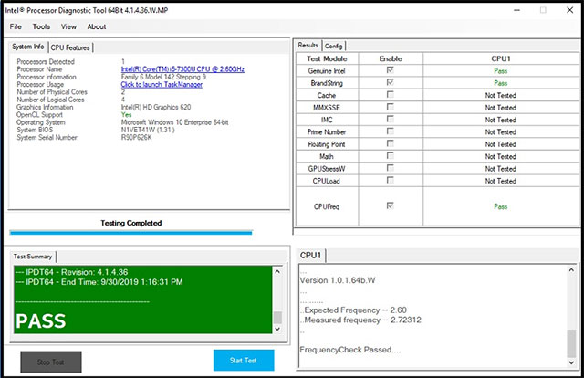 Intel processor diagnostic tool не запускается