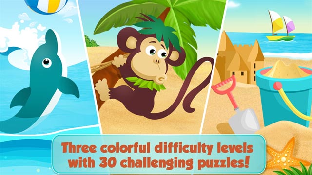 Có 3 cấp độ khó cho 30 câu đố tư duy trong Lola's Beach Puzzle