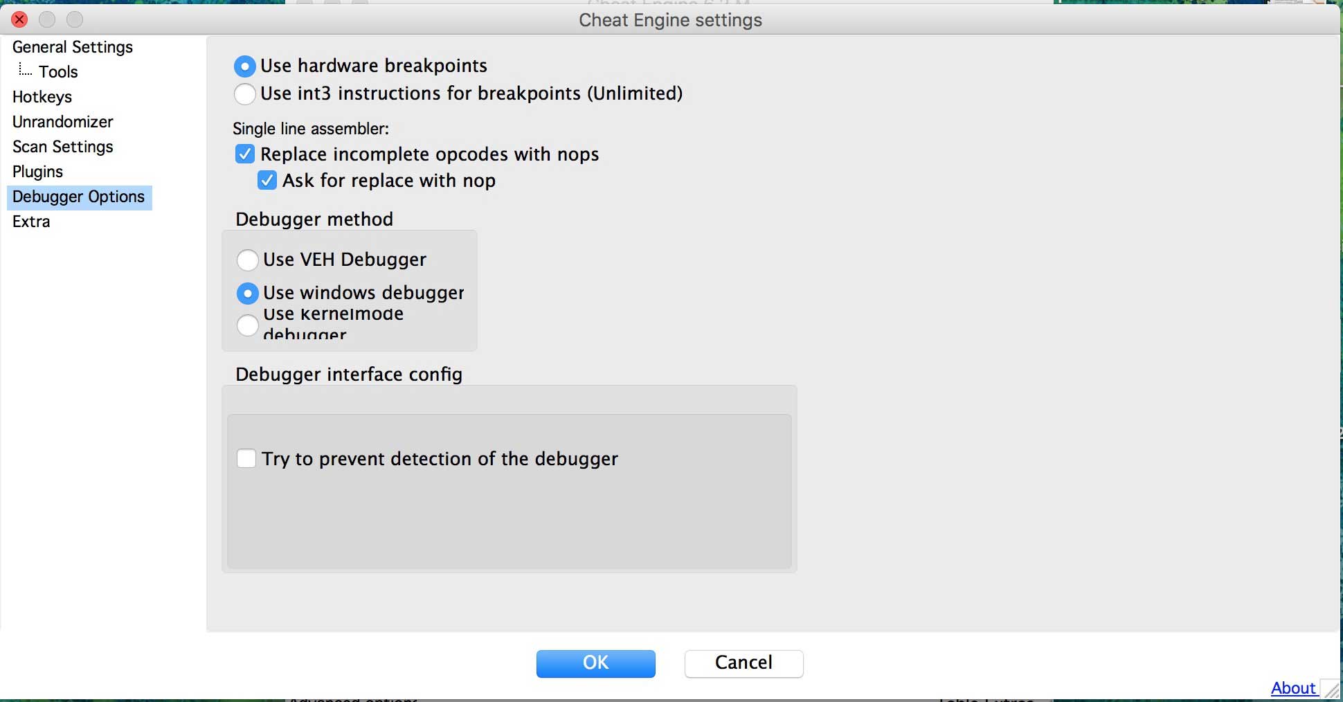 Cheat Engine for Mac Configuration Settings
