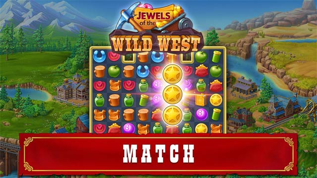 Xếp hình match-3 để chinh phục hàng ngàn level trong Jewels of the Wild West