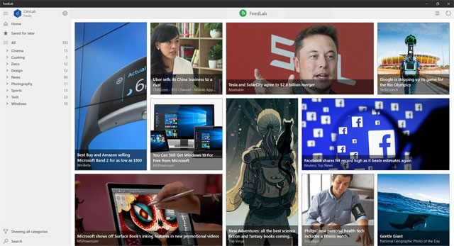 FeedLab là ứng dụng đọc báo miễn phí cho Windows 10 