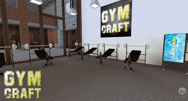 Rất nhiều trang thiết bị chuyên nghiệp trong Gym Craft Mod như máy chạy bộ, tạ...