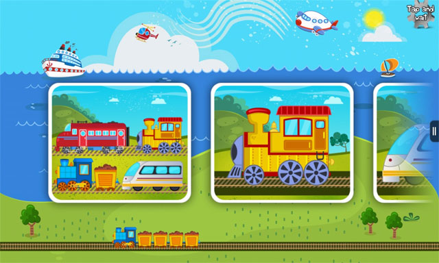 Bé khám phá thế giới phương tiện giao thông trong game trí tuệ Train Puzzle