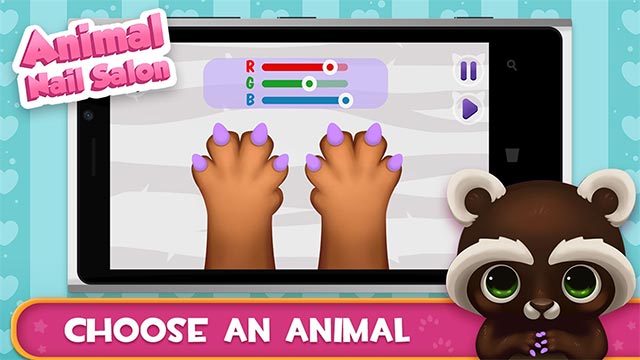 Chọn 1 loài vật dễ thương trong game Animal Nail Salon