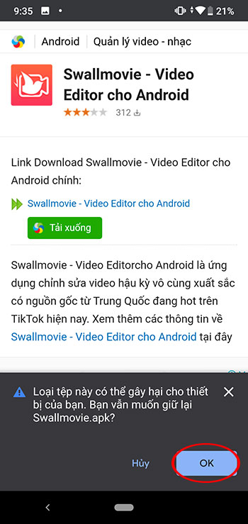 Huong dan Cai dat Swallmovie de make TikTok video 7