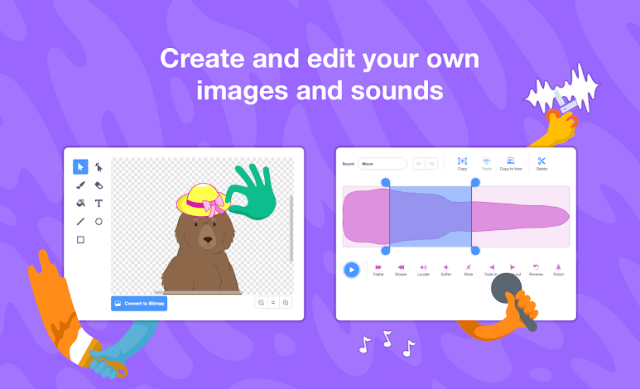 Create and edit edit your own images and sounds