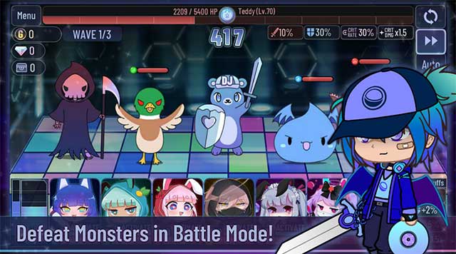Defeat monsters in battle mode
